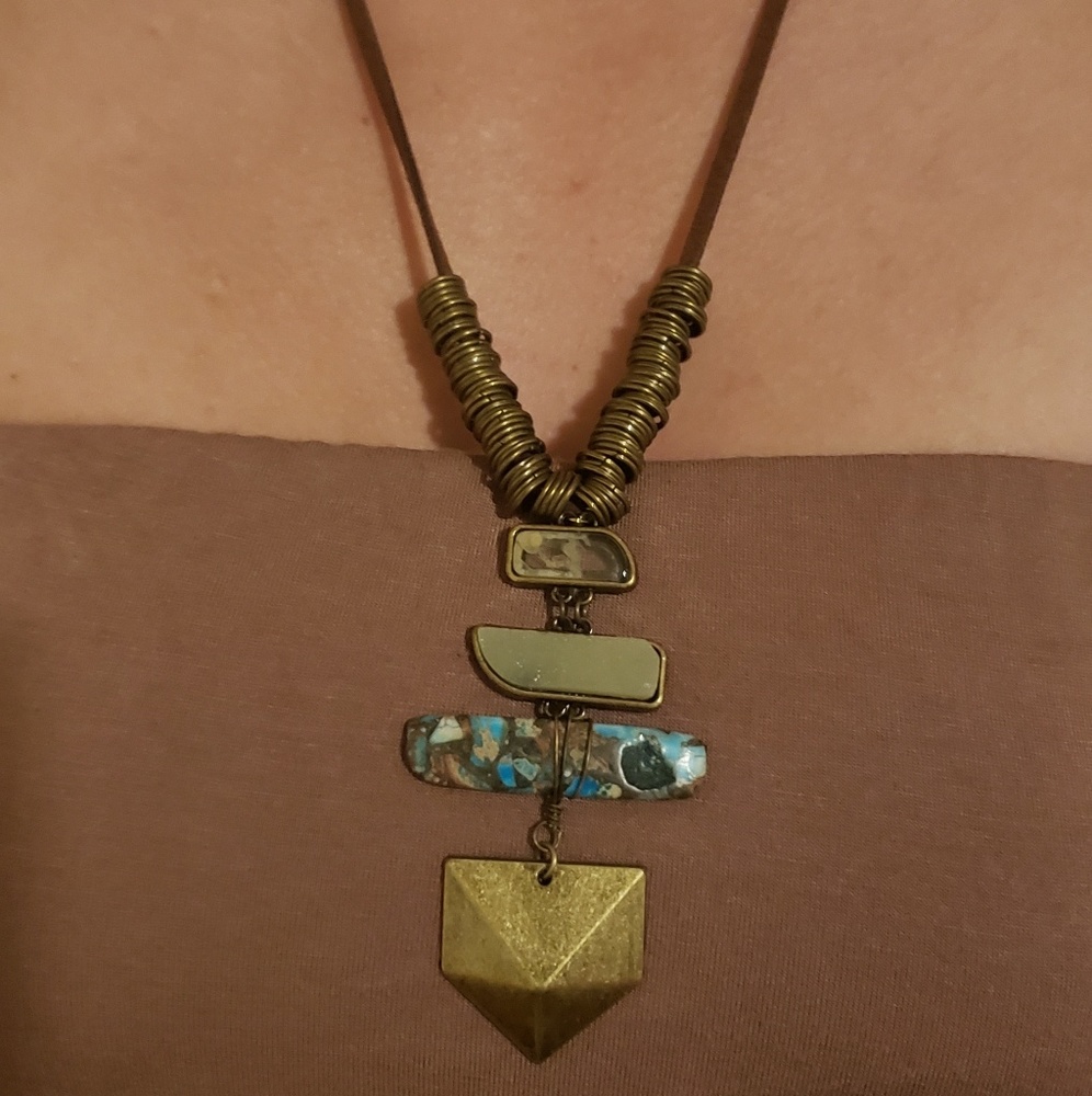 Handcrafted Bronze Stone Necklace